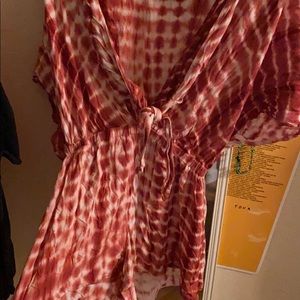Red tye-dye romper.